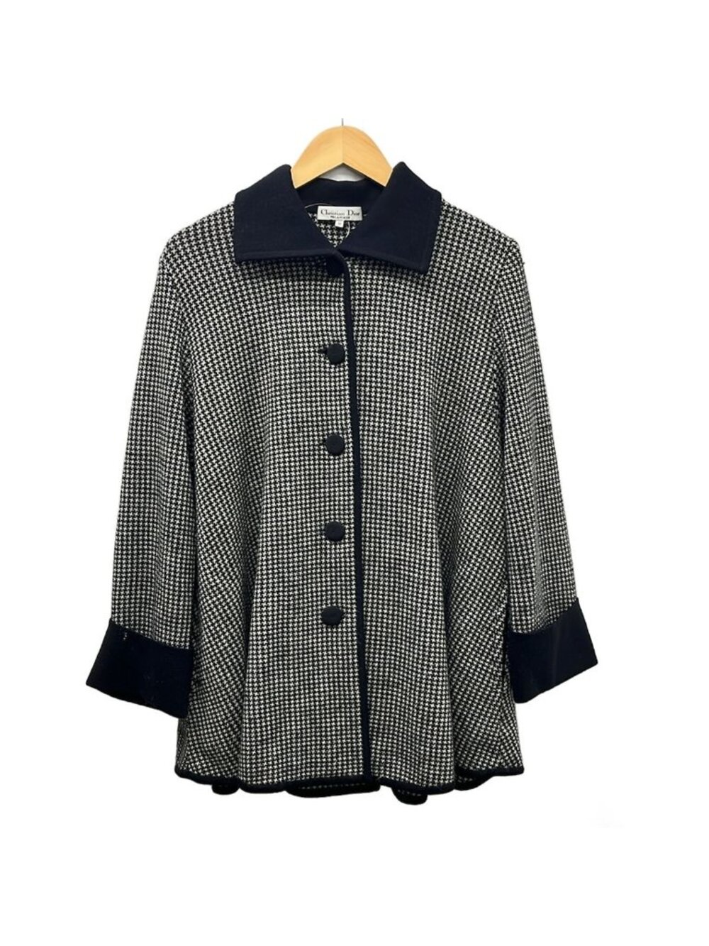 Dior Coat Black White Houndstooth Knit M